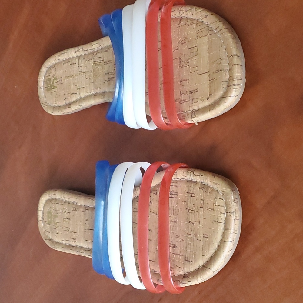 BC Footwear Firecracker vegan sandals, red/white/blue straps, Size 8, EUC - Picture 3 of 8